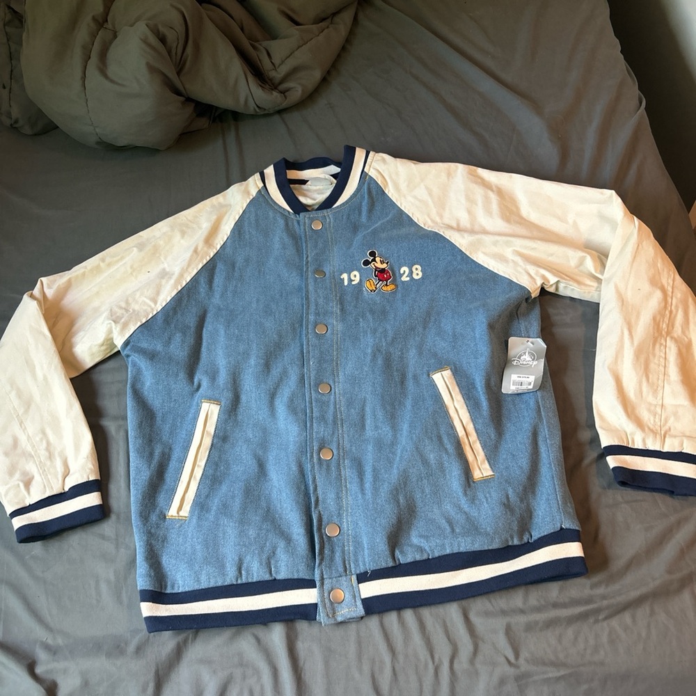 Vintage Blue and Cream Mickey Mouse Varsity Jacket